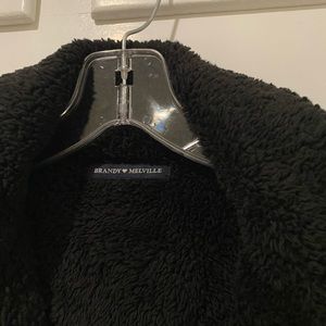 Brandy Melville Cropped Faux Fur Sherpa Jacket One Size Extra Small Small Black